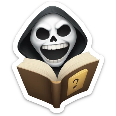 happy reaper face with book sticker