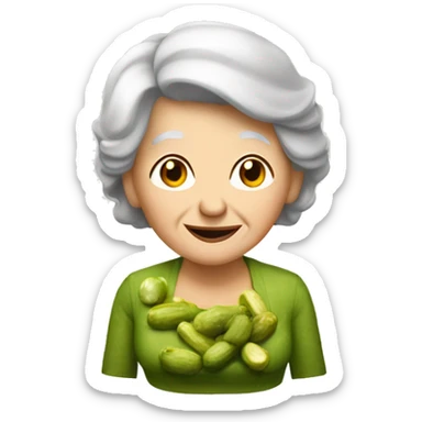 Older lady with pickles sticker