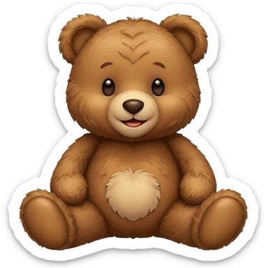 Create a playful and imaginative emoji scene featuring a teddy bear enjoying a cozy, cuddly moment. sticker