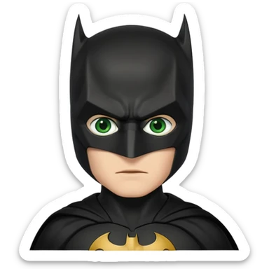 Batman con traje del caballero oscuro, con los ojos verdes, solamente los ojos, el traje NO lo hagas verde sticker