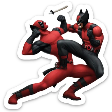 wolverine smacking deadpool sticker