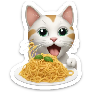 Cat eating spaghetti  sticker