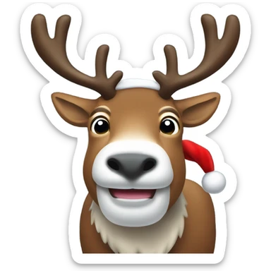 Reindeer with Santa in hoof sticker