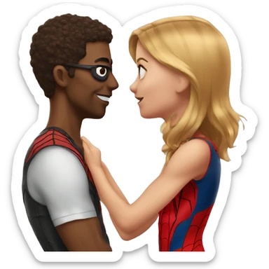 Spiderman who gives a kiss sticker