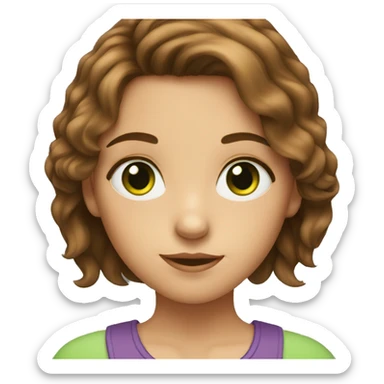 young girl with green eyes and brown hair sticker