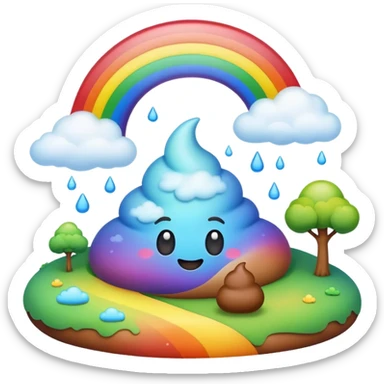 rainbow poop emoji dreamy landscape  sticker