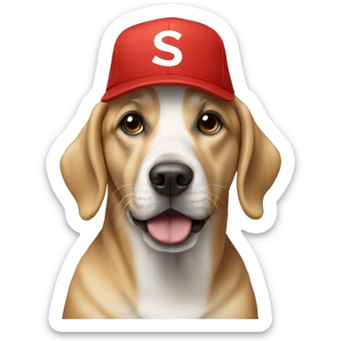Dog wearing a supreme hat sticker