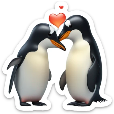 Penguin kisses fish sticker