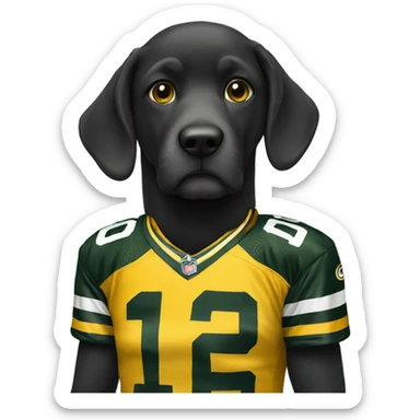Black doodle wearing Green Bay packers jersey sticker