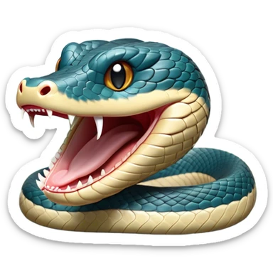 Cinematic Cute Yawning Chinese Water Snake Portrait Emoji, Head tilted slightly with a dramatic, wide-open yawn, showcasing a soft, glossy scaled body with gently drooping edges and half-closed, drowsy eyes, Simplified yet irresistibly adorable features, highly detailed, glowing with a soft, cozy aquatic glow, high shine, relaxed yet expressive, stylized with a dash of waterborn charm, soft glowing outline, capturing the essence of a sleepy yet affectionate water snake that seems ready to stretch out and rest in its watery domain! sticker