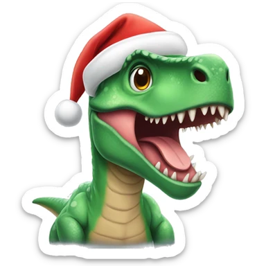 dinosaur wearing santa hat sticker
