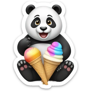Panda eating ice cream sticker