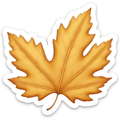 pastel warm autumn leaf in beige and golden tones, soft shadows, light grain texture, no background, cozy and delicate atmosphere sticker