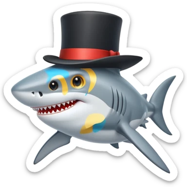 Shark with a top hat sticker
