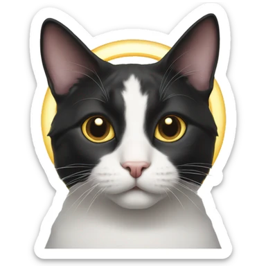 Tuxedo cat with halo around head sticker