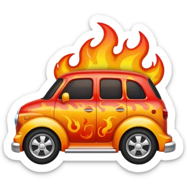 Emoji representation of a custom paint job with flames and metallic gradient sticker