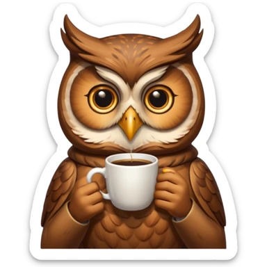 kahve içen baykuş sticker