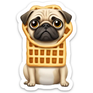 Pug dressed as a waffle  sticker