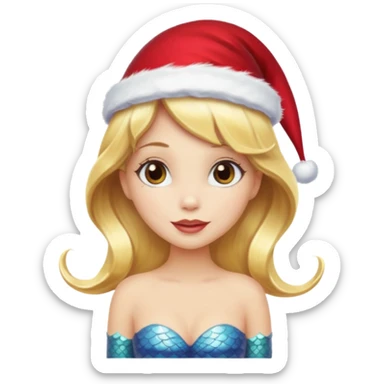 blonde mermaid with christmass hat sticker