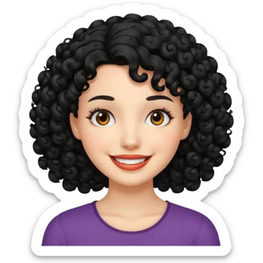 mujer blanca con cabello rizado negro sticker