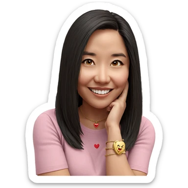 smiling girl with heart necklace sticker