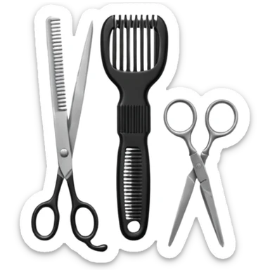 barber shop, scissors & comb. sticker