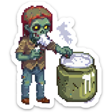 A zombie sniffing white powder sticker