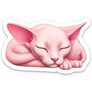pink sphinx cat sleep  sticker