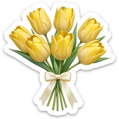 pastel yellow tulip bouquet with bow sticker
