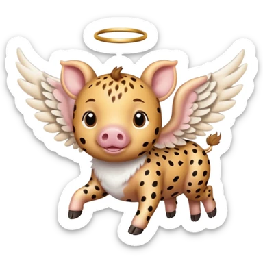 Cheetah print flying pig with angel wings. All skin is cheetah printed sticker