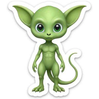 full body cute humanoid peacefull alien furry with 2 legs and eye stalks stands upright and looks intelligent ...wears clothing sticker