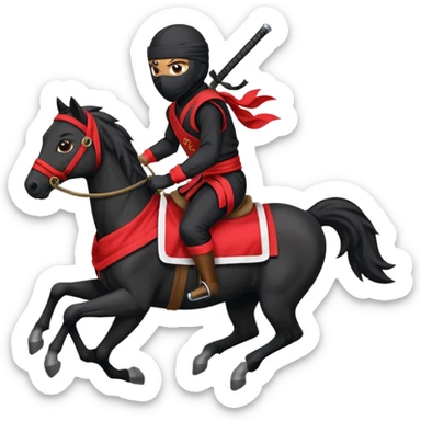 ninja riding horse wearing racing cloth black sticker