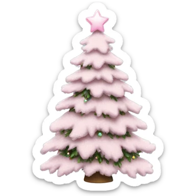 Snowy Christmas tree with light pink bows as decoration sticker