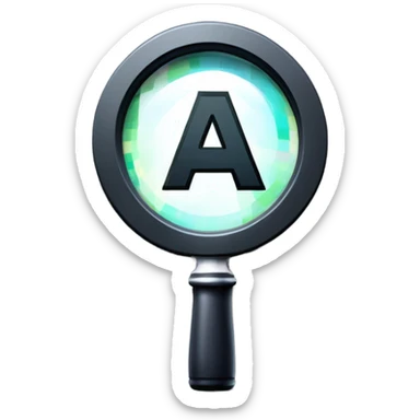 logo in a pixel art style featuring a magnifying glass as the central element. Inside the circular lens of the magnifying glass, place a pixelated letter 'A' sticker