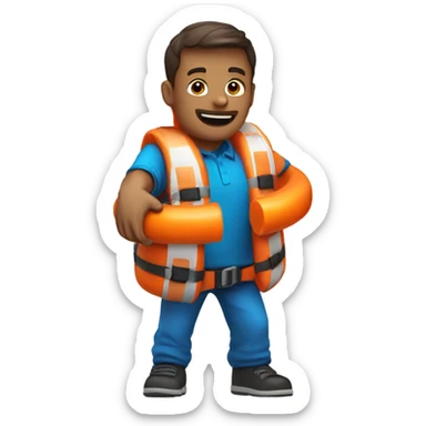 man throwing a life preserver sticker
