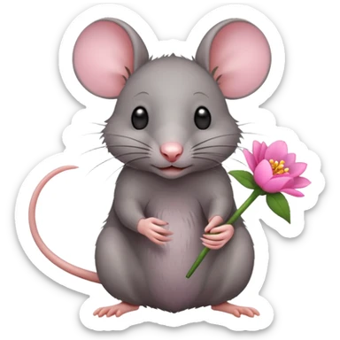 Rat with a flower sticker