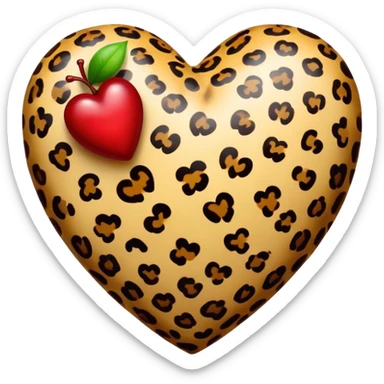 leopard print heart with cherry sticker