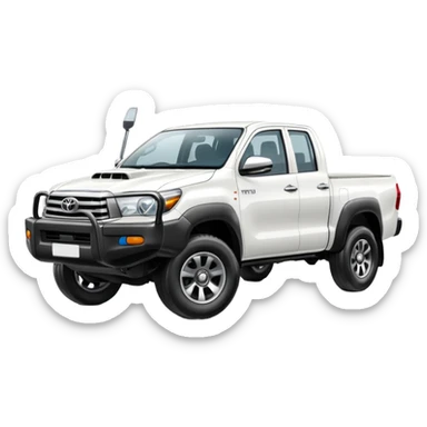 white Toyota Hilux cartoon style sticker