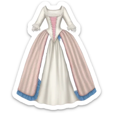18th century gown with pink white and blue sticker