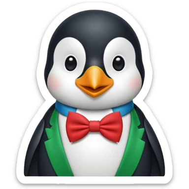 penguin with bow tie diffrent colour tie sticker