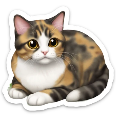 Tortie munchkin cat sitting sticker