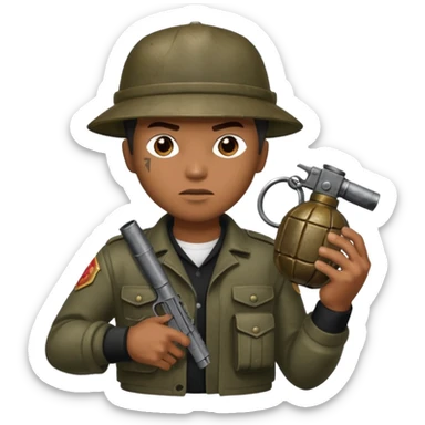 True brown style Filipino gangster while holding grenade  sticker