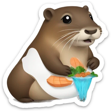 Nutria con pescado sticker