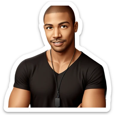 smiling man in black shirt sticker