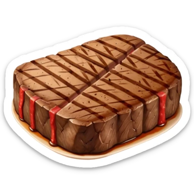 grilled steak object icon, cooked beef steak with grill marks, juicy texture, 3D cartoon, mobile game icon style, centered, clean background, soft shadow, no text, no watermark
 sticker