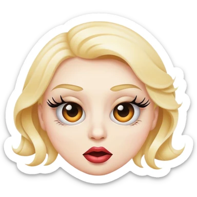 rolling eye emoji with curled lashes and biting lips in a cool way sticker