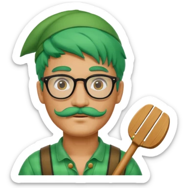 venice gondolier with green hair, glassess and mustache sticker