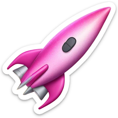 Pink ombre rocket ship with glitter  sticker