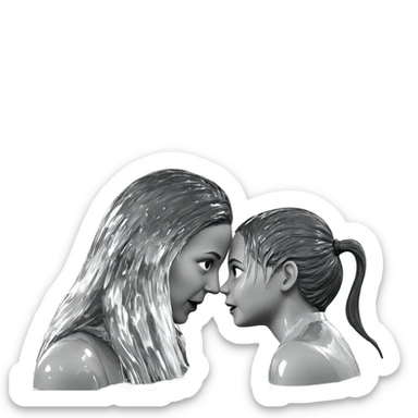 two girls in water grayscale sticker