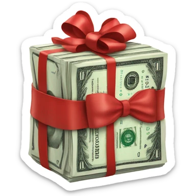  money with red bow sticker